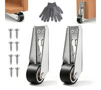 Vertical Track Roller Wheel, 110LBS Vertical Track Roller - Anti-Wobble Door Guide System, Heavy Duty Sliding Door Bottom Guide, Alloy Steel Rubber Wheels for Barn Doors Cabinets Gates (2pcs)