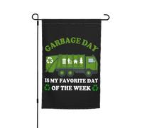 Verticale Benvenuto Bandiera 30X45Cm Garbage Day Is My Favorite Day Of The Week Garbage Truck Bandiera Della Casa Interno Bandiere Da Giardino Per All'Aperto, Halloween, Giardino
