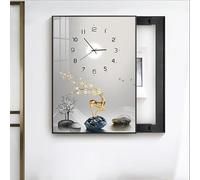 Verticale Copri-Scatoletto del Disgiuntore Decorativo con Orologio, Copri-Quadro Elettrico Nascosto Cornice in Lega di Alluminio a Parete(70x90 cm/27.6x35.4 in)