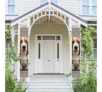 Verticale Portico Banner Appeso Porta Banner Basset Hound Porta Anteriore Portico Segno Appeso Bandiera Festa Banner Outdoor Stagionale Vacanza Matrimonio Yard Decor Fattoria Sfondo Parete Interna
