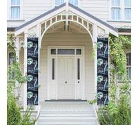 Verticale Portico Banner Appeso Porta Banner Lupo Sotto La Luna Porta Anteriore Portico Segno Appeso Bandiera Festa Banner Outdoor Stagionale Vacanza Matrimonio Yard Decor Fattoria Sfondo Parete