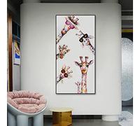 Verticale su tela dipinto divertente giraffa poster e stampe animali wall art immagini per soggiorno decorazione della parete opera d'arte 60x120 cm (24x47in) Senza cornice