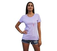 VERTICALIE - T-Shirt Donna Manica Corta Lilla - Cotone Superior Pima Lusso - 100 % Made in Italy Milano - 5 Differenti Lunghezze XL-L - Logo