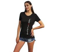 VERTICALIE - T-Shirt Donna Manica Corta Nero - Cotone Superior Pima Lusso - 100 % Made in Italy Milano - 5 Differenti Lunghezze XS-R - Logo