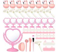 Vertintong Set di 8 accessori per feste spa per ragazze, tra cui 8 specchi a forma di cuore, 8 rulli di giada per viso, 8 pennelli per il viso, 8 maschere per il viso, 8 ciotole per mescolare, 8 fasce