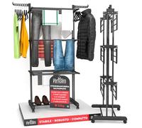 VertiSlim Dry Stendibiancheria Verticale 4 Livelli Stendino Salvaspazio - Stendipanni a Torre in Acciaio Inossidabile - Richiudibile con Ruote e Ali Laterali - Colore Nero per Interno Esterno