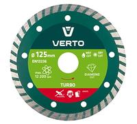VERTO Disco diamantato Turbo 125 x 22,2 mm, segmento (H x W) 7,0 x 2,0 mm, consente un taglio efficace di elementi in cemento, cemento armato, granito, marmo, pietra, mattoni
