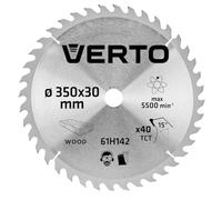 VERTO Widia 350 x 30 mm, 40 denti, spessore lama 2,2 mm, spessore denti 3,2 mm, tagli 30 x 16 mm, 30 x 20 mm, 30 x 25,4 mm, denti YG8A al carburo per legno e materiali in legno