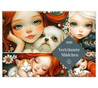 Verträumte Mädchen. Tiere, Blumen, Liebe. (Wandkalender 2026 DIN A2 quer), CALVENDO Monatskalender: Zauberhafte Momente inmitten von Blumen und mit Tieren