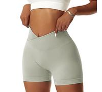 Vertvie Pantaloncini Donna Sportivi Yoga Palestra Pantaloni V Cross Corti Vita Alta Push Up Shorts Booty Scrunch Fitness Leggings Pants per Sportivo Butt Lift Corsa Gym Allenamento 1pc-Verde Menta S