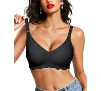 Vertvie Reggiseno da donna senza ferretto, push-up, senza cuciture, confortevole, racerback, copertura completa, no show, nero, M