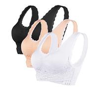 Vertvie Reggiseno Sportivo Bralette Donna Senza Ferretto Reggiseni Push Up Imbottito Pizzo Comodo Reggiseno Bra in Pizzo e Fibbia Incrociata Anteriore Underwear con Yoga