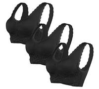 Vertvie Reggiseno Sportivo Bralette Donna Senza Ferretto Reggiseni Push Up Imbottito Pizzo Comodo Reggiseno Bra in Pizzo e Fibbia Incrociata Anteriore Underwear con Yoga