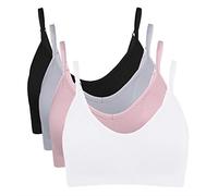 Vertvie - Reggiseno sportivo da donna, 2/3/4 pezzi, senza ferretto, imbottito senza cuciture, reggiseno a basso supporto nero/bianco/grigio chiaro/viola. S