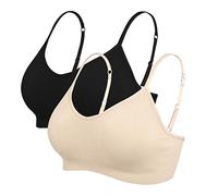 Vertvie - Reggiseno sportivo da donna, 2/3/4 pezzi, senza ferretto, imbottito senza cuciture, reggiseno a basso supporto Nero/colore della pelle. M