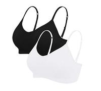 Vertvie - Reggiseno sportivo da donna, 2/3/4 pezzi, senza ferretto, imbottito senza cuciture, reggiseno a basso supporto nero/bianco. L