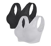 Vertvie Reggiseno Sportivo da Donna Reggiseno Confort Reggiseno Yoga Sportivo Supporto Allenamento Running Jogging Boxing Senza Telaio Reggiseno in Pizzo(2-Nero+Grigio,M)