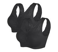 Vertvie Reggiseno Sportivo da Donna Reggiseno Confort Reggiseno Yoga Sportivo Supporto Allenamento Running Jogging Boxing Senza Telaio Reggiseno in Pizzo(2-Nero,XXL)