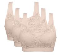 Vertvie Reggiseno Sportivo da Donna Reggiseno Confort Yoga Sportivo Supporto Allenamento Running Jogging Senza Ferretto Imbottitura Confezione Reggiseno in Pizzo da 3(A-Pelle*3,XXL)