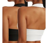 Vertvie Reggiseno sportivo da donna Vertvie, 2 pezzi: nero + bianco, L