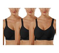 Vertvie Reggiseno Sportivo Donna 1/2/3 Set Basic Senza Ferretto Senza Cuciture Imbottite Yoga Running Reggiseno Top(C-3*Nero,M)