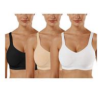 Vertvie Reggiseno Sportivo Donna 1/2/3 Set Basic Senza Ferretto Senza Cuciture Imbottite Yoga Running Reggiseno Top (Set da 3 Pezzi, Nero + Bianco + Pelle, XXL)