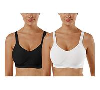 Vertvie Reggiseno Sportivo Donna 1/2/3 Set Basic Senza Ferretto Senza Cuciture Imbottite Yoga Running Reggiseno Top(B-Nero+Bianca,3XL)
