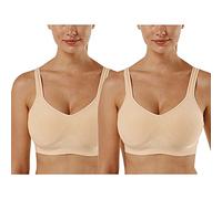 Vertvie Reggiseno Sportivo Donna 1/2/3 Set Basic Senza Ferretto Senza Cuciture Imbottite Yoga Running Reggiseno Top(B-2*Pelle,XL)