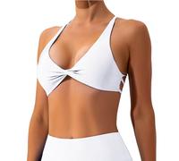 Vertvie Reggiseno Sportivo Senza Scoperta Donna Incrociato Dietro Palestra Sexy Imbottito Senza Ferretto Scollo A V Push Up Reggiseno Yoga Backless Top Palestra Donna Fitness Allenamento Bianco M
