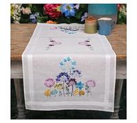 VERVACO Centrotavola Prestampato Allium in Blu E Viola Ricamo Biancheria da Tavola Set Fai da Te Size Kit Hobby Creativi Adulti Casa Decor Embroidery Runner, Multicolor, 40 x 100 cm
