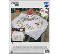 VERVACO Centrotavola Prestampato Fiori Primaverili Ricamo Biancheria da Tavola Set Fai da Te Size Kit Hobby Creativi Adulti Casa Decor Embroidery Runner Primavera, Multicolor, 40 x 100 cm
