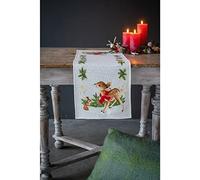 VERVACO Centrotavola Punto Croce Con Tela Aida CERVO CON CONIGLIETTO Biancheria Da Tavola Set Fai Da Te Creativo Punto Croce Contato Kit 32 x 84 cm Hobby Creativi Adulti Casa Decor Cross Stitch