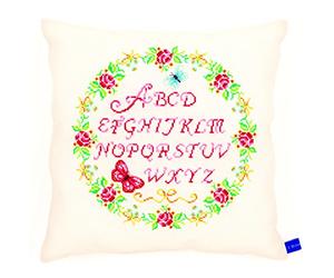 Vervaco, contati Punto Croce Kit, Cuscino Alfabeto E Rose, Multi Colori