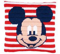 Vervaco Cuscino per punto croce Disney Topolino Topolino ricamato predefinito in cotone, multicolore, 25 x 25 x 0,3 cm