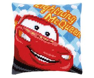 Vervaco - Cuscino per punto croce, motivo: Saetta McQueen, acrilico, multicolore, 30 x 2 x 35 cm