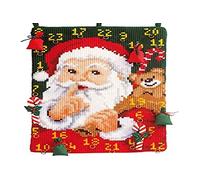 VERVACO Kit Calendario Dell'avvento Punto Croce Prestampato Shh... Set Ricamo Principianti Decorativi per Pareti ca. 40 x 53 cm DIY Natale Decorazioni Casa Particolari Regalo Creativo