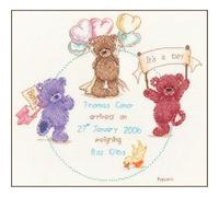 VERVACO Kit Contato Celebrazione del Popcorn Annuncio Nascita Punto Croce Regalo Personalizzato Set Fai da Te attività Creative Adulti Benvenuto Bambino Cross Stitch, Multicolor, ca. 25 x 23 cm