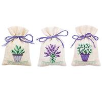 VERVACO Kit Contato PROVENZA 3 Sacchetti Bomboniere da Ricamare Punto Croce Set Fai da Te Adulti Ricamo Casa Decorazioni per Lavoretti Creativi Confezione, Cotone, Multicolor, ca. 8 x 12 cm, 3 unità