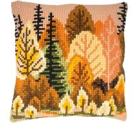 VERVACO Kit Cuscino Punto Croce FORESTA D'AUTUNNO Set Ricamo Principianti Cuscini Gobelin Decorativi ca. 40 x 40 cm Accessori Per Lavoretti Creativi DIY Casa Decor Hobby Adulti Cross Stitch