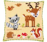 VERVACO Kit Cuscino Punto Croce ANIMALI DELLA FORESTA Set Ricamo Principianti Cuscini Gobelin Decorativi ca. 40 x 40 cm Accessori Per Lavoretti Creativi DIY Casa Decor Hobby Adulti Cross Stitch
