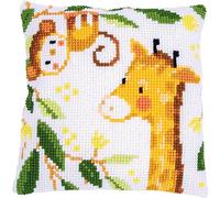 VERVACO Kit Cuscino Punto Croce ANIMALI DELLA GIUNGLA Set Ricamo Principianti Cuscini Gobelin Decorativi ca. 40 x 40 cm Accessori Per Lavoretti Creativi DIY Casa Decor Hobby Adulti Cross Stitch