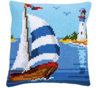 VERVACO Kit Cuscino Punto Croce BARCA A VELA Set Ricamo Principianti Cuscini Gobelin Decorativi ca. 40 x 40 cm Accessori Per Lavoretti Creativi DIY Casa Decor Hobby Adulti Cross Stitch