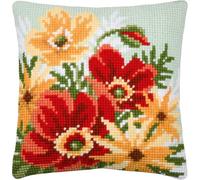 VERVACO Kit Cuscino Punto Croce BOUQUET DI PAPAVERI Set Ricamo Principianti Cuscini Gobelin Decorativi 40 x 40 cm Accessori Per Lavoretti Creativi DIY Casa Decor Hobby Adulti Cross Stitch