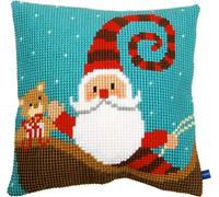 VERVACO Kit Cuscino Punto Croce Buon Babbo Natale Set Ricamo Principianti Cuscini Gobelin Decorativi ca. 40 x 40 cm Accessori per Lavoretti Creativi DIY Casa Decor Hobby Adulti Cross Stitch