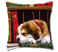 VERVACO Kit Cuscino Punto Croce Cane Che Dorme Set Ricamo Principianti Cuscini Gobelin Decorativi ca. 40 x 40 cm Accessori per Lavoretti Creativi DIY Casa Decor Hobby Adulti Cross Stitch