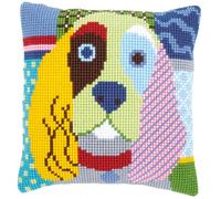 VERVACO Kit Cuscino Punto Croce Cane Moderno Set Ricamo Principianti Cuscini Gobelin Decorativi ca. 40 x 40 cm Accessori per Lavoretti Creativi DIY Casa Decor Hobby Adulti Cross Stitch