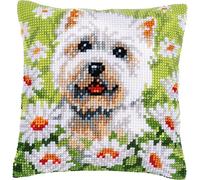 VERVACO Kit Cuscino Punto Croce CANE Set Ricamo Principianti Cuscini Gobelin Decorativi ca. 40 x 40 cm Accessori Per Lavoretti Creativi DIY Casa Decor Hobby Adulti Cross Stitch