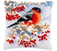 VERVACO Kit Cuscino Punto Croce CARDELLINO IN INVERNO Set Ricamo Principianti Cuscini Gobelin Decorativi ca. 40 x 40 cm Accessori Per Lavoretti Creativi DIY Casa Decor Hobby Adulti Cross Stitch