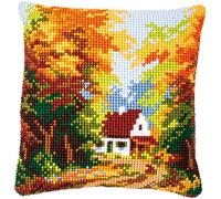 VERVACO Kit Cuscino Punto Croce CASA FORESTALE Set Ricamo Principianti Cuscini Gobelin Decorativi ca. 40 x 40 cm Accessori Per Lavoretti Creativi DIY Casa Decor Hobby Adulti Cross Stitch