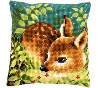 VERVACO Kit Cuscino Punto Croce CERVI NELL'ERBA Set Ricamo Principianti Cuscini Gobelin Decorativi ca. 40 x 40 cm Accessori Per Lavoretti Creativi DIY Casa Decor Hobby Adulti Cross Stitch
